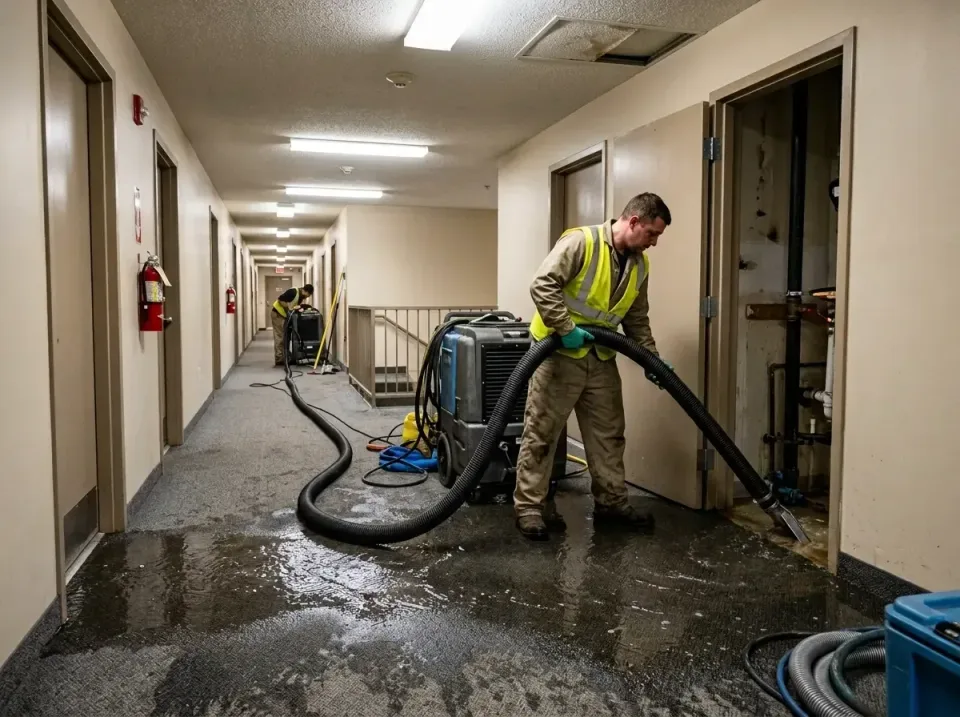 multi-unit-apartment-hallway-f-005 — frequently asked questions, Emergency Burst Pipe Water Extraction & Removal in DeQuincy…